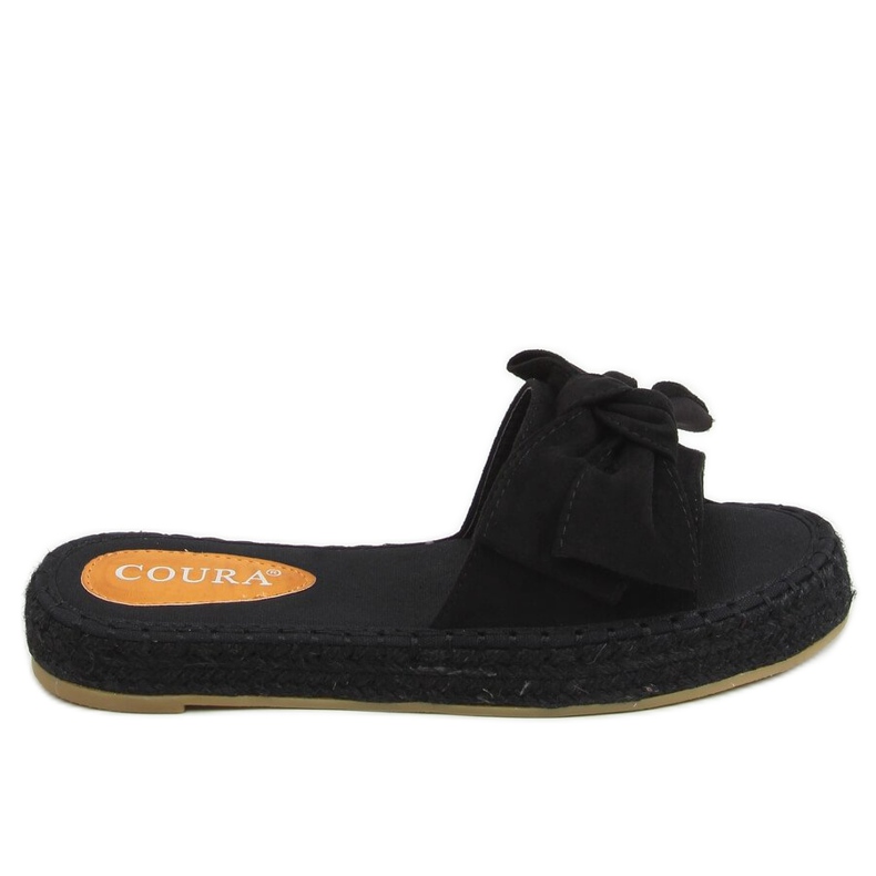 Svarta espadrilles tofflor med rosett 266 Svart