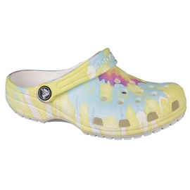 Crocs Classic Tie-Dye Graphic K Clog Jr 205451-94S mångfärgad gul