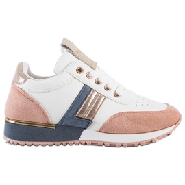 SHELOVET Sneakers med mockainsats vit mångfärgad