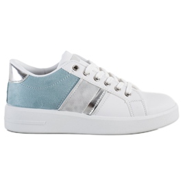 SHELOVET Sportskor med insats i mocka vit blå