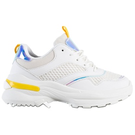 SHELOVET Sneakers på plattformen med mesh vit