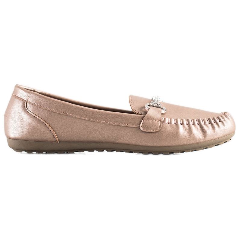 Queentina Eleganta Loafers med Cubic Zirconia beige