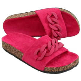 Fuchsia rosa kork tofflor med en kedja DZ907 Peach