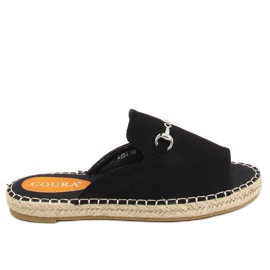 Svarta espadrilles tofflor med spänne 8294 Svart
