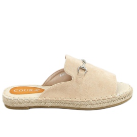 Beige espadrilles tofflor med spänne 8294 Beige