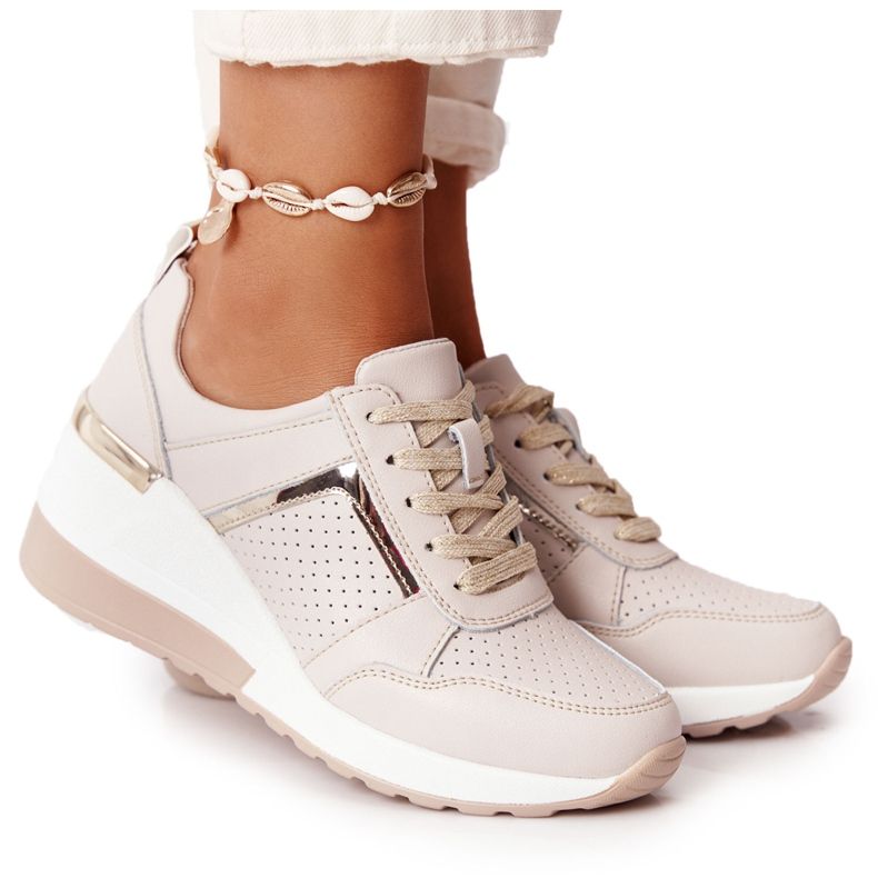 S.Barski Leather Wedge Sneakers S. Barki Beige