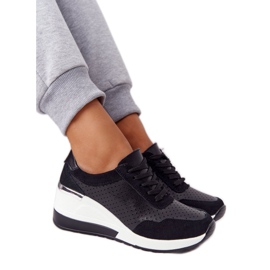 S.Barski Openwork Leather Wedge Sneakers S. Bararski Svart vit