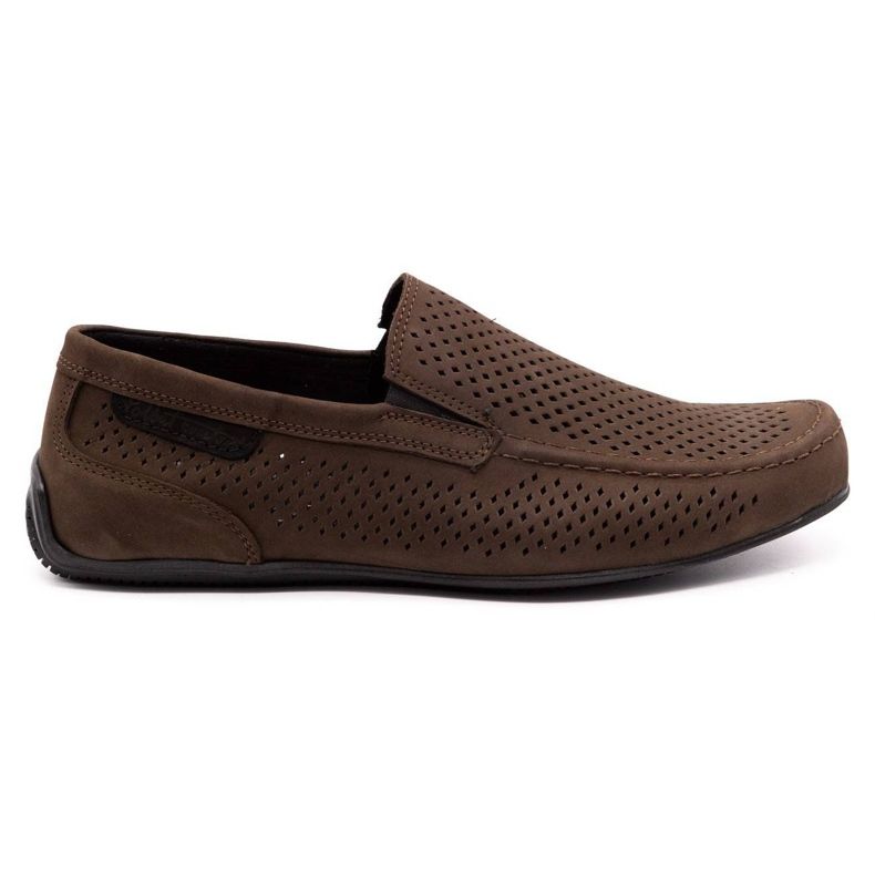 Polbut Män läder loafers 2105P mörkbrun