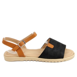 Svarta damsandaler PT-2R26 Svart brun