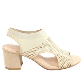 Beige högklackade strumpssandaler 8044 Beige