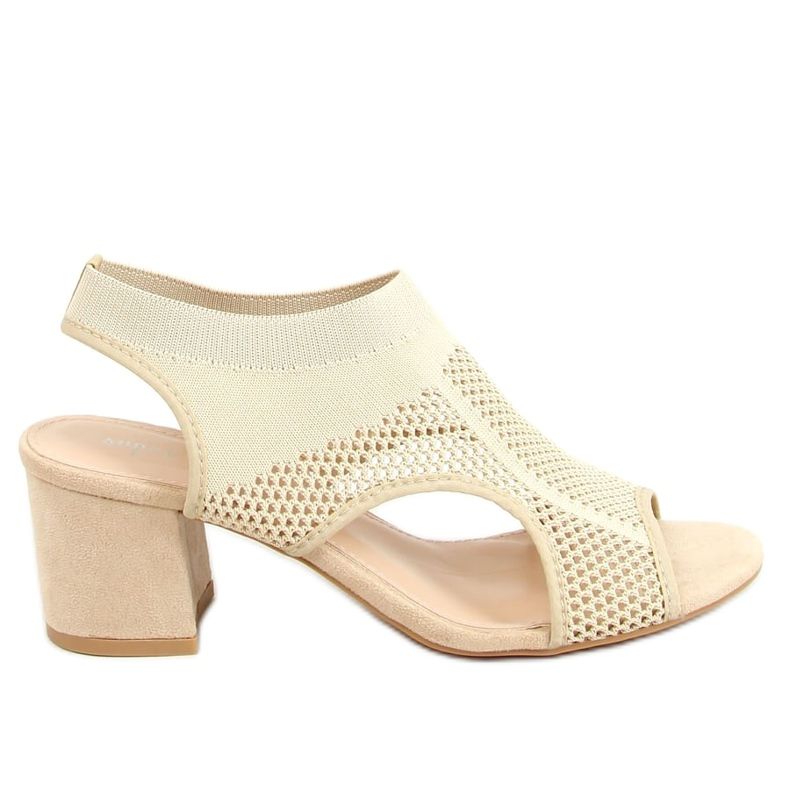 Beige högklackade strumpssandaler 8044 Beige