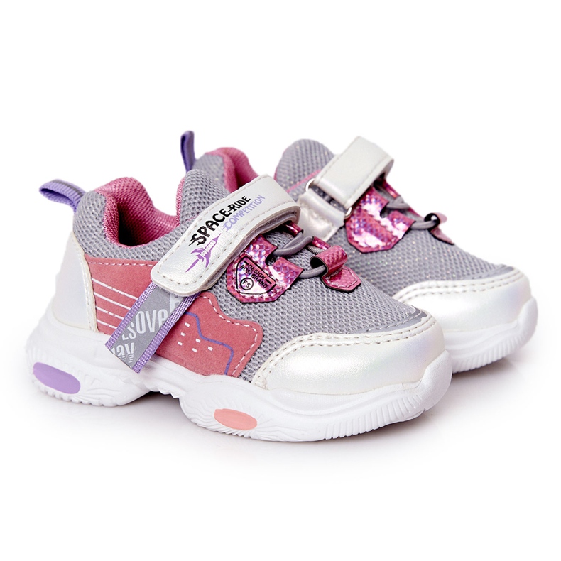 Barnsportskor Sneakers Vit och Rosa Space Ride grå mångfärgad