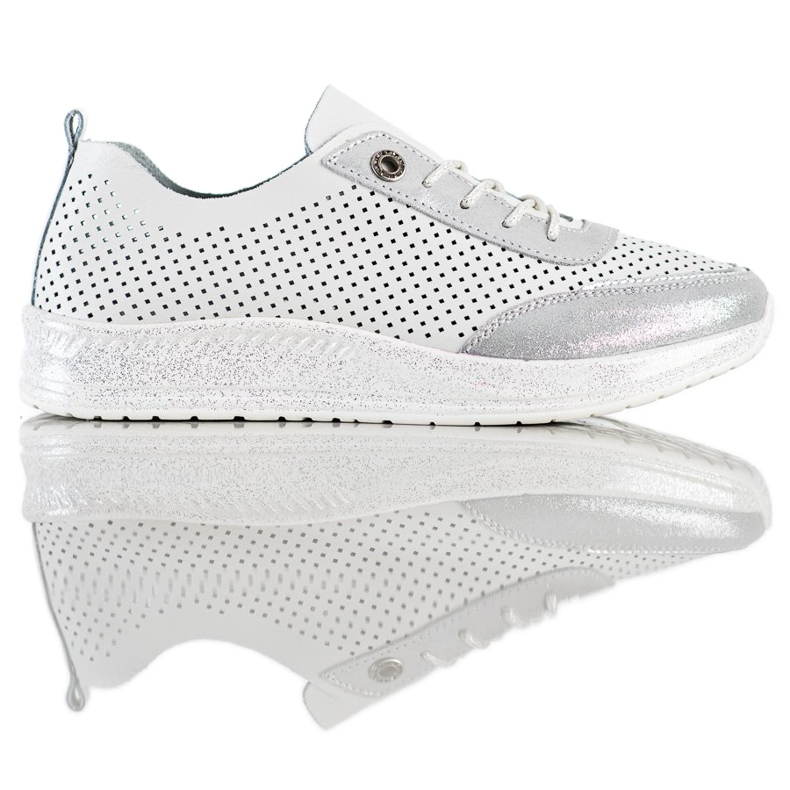 Goodin Vit och silver läder sneakers