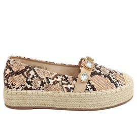Espadriller med ormstenar 100-131-SC-1 Taupe Snake beige brun