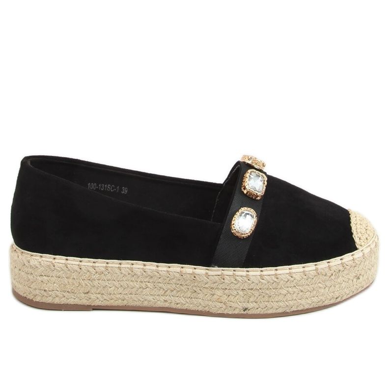 Espadriller med stenar svart 100-131-SC-1 Svart