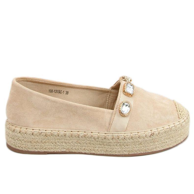 Espadriller med stenar beige 100-131-SC-1 Beige