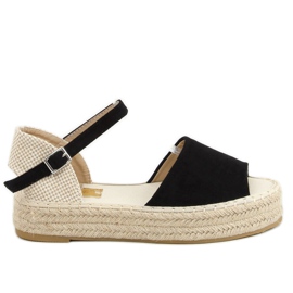 Svart espadriller med öppen tå A663-ESP-1 Svart beige