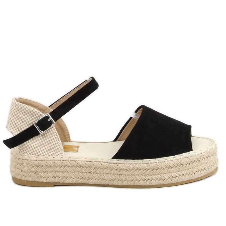 Svart espadriller med öppen tå A663-ESP-1 Svart beige