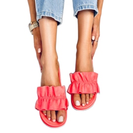 Tofflor för kvinnor med krusfärgade koraller 38862 Vattenmelonröd mångfärgad orange