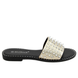 Guld N101 Guld tofflor med dubbar gyllene