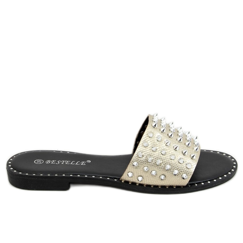 Guld N101 Guld tofflor med dubbar gyllene