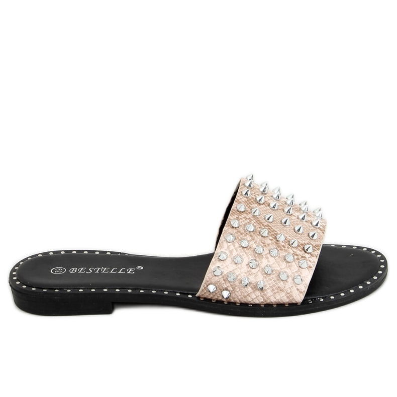 Beige tofflor med dubbar N101 Beige