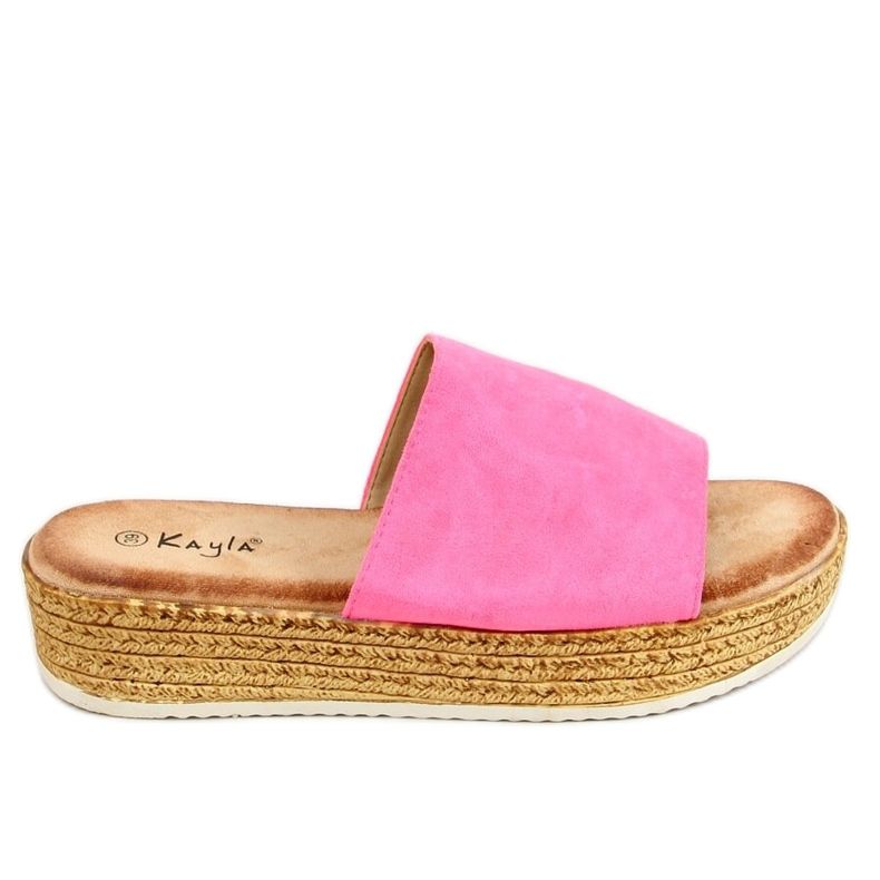 Fuchsia tofflor för kvinnor 38846 Fluorescerande persika mångfärgad rosa