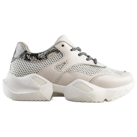 SHELOVET Grå Snake Print Sneakers beige
