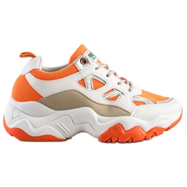 SHELOVET Mode snörskor vit orange mångfärgad