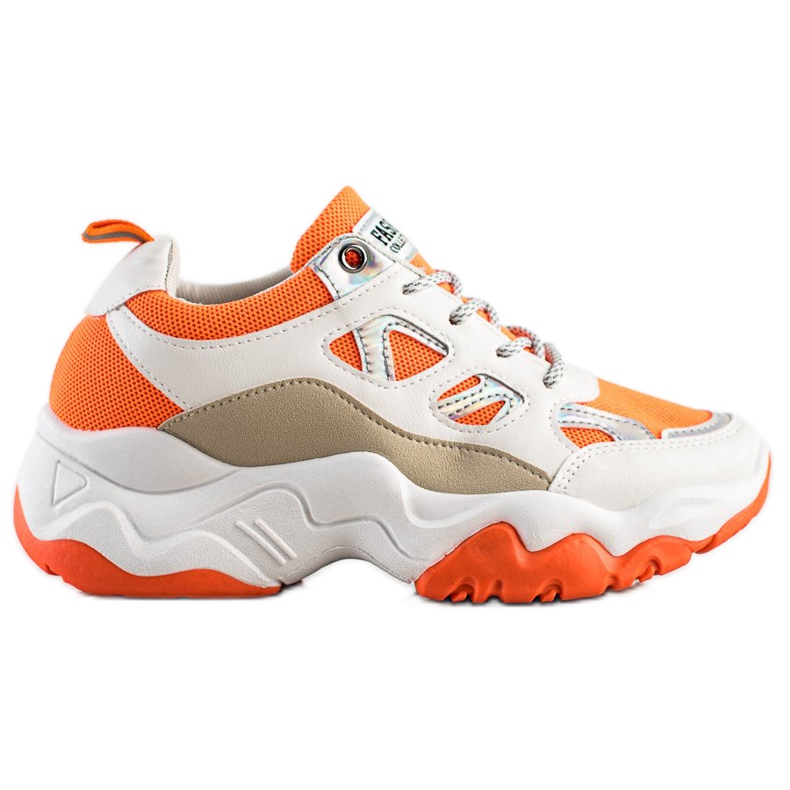 SHELOVET Mode snörskor vit orange mångfärgad