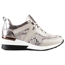 Goodin Snake Print Leather Sneakers silver- grå