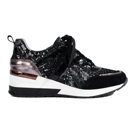 Goodin Snake Print Leather Sneakers svart