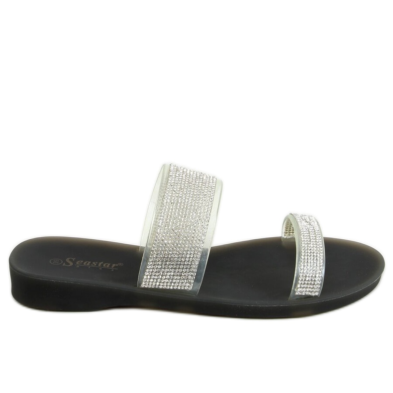 Svarta silikon flip-flops BG51 Svart silver-