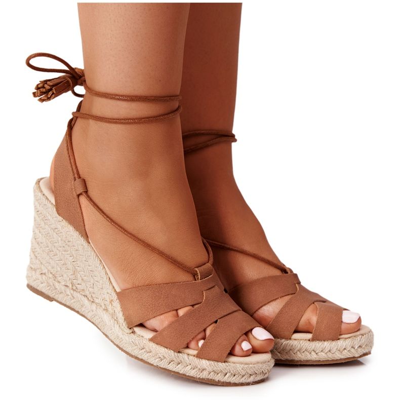 Tied Sandals On Wedge Big Star AA274591 Brun