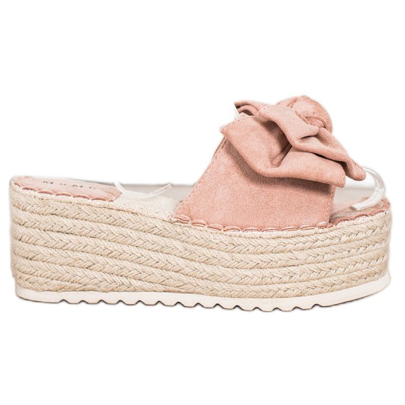 SHELOVET Tofflor På Plattformen Med En Rosett rosa