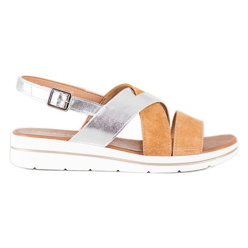 Trendiga sandaler med Sergio Leone -spänne beige silver-