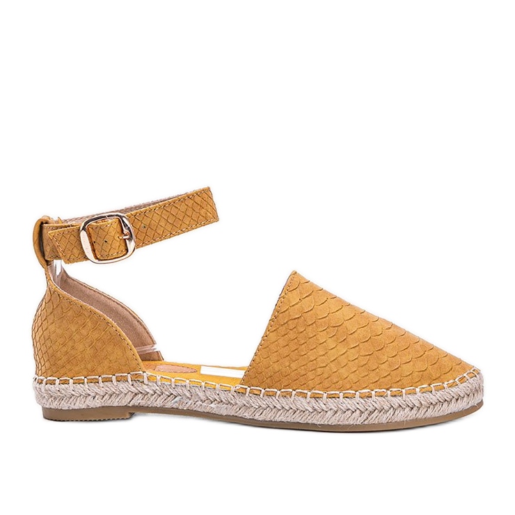 Senap espadrilles med ormskinnsmotiv gul
