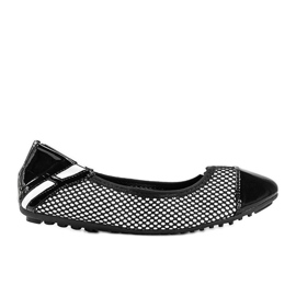 Svartlackerade Debbie ballerinor vit