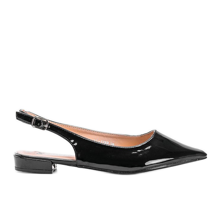 Svart patent platt ballerinas Tia