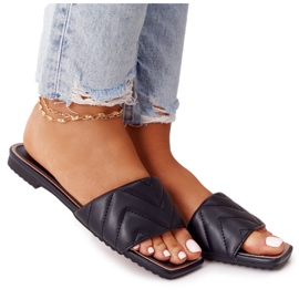 Läder tofflor med quiltning S.Barski 331-42 Svart