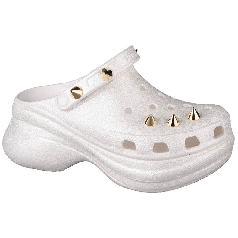 Crocs Classic Bae Glitter Stud Clog W 206783-100 vit gyllene