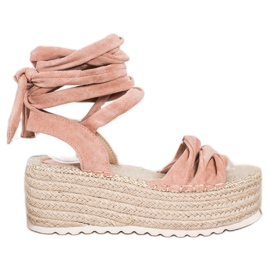 SHELOVET Knutna Espadrilles -sandaler rosa