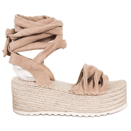 SHELOVET Knutna Espadrilles -sandaler beige