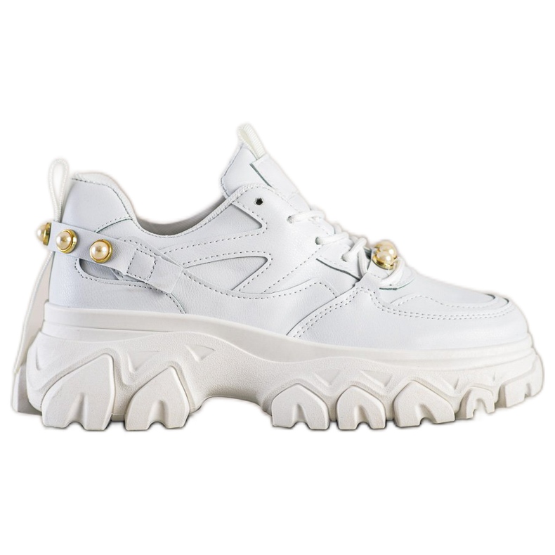 SHELOVET Vita sneakers med pärlor