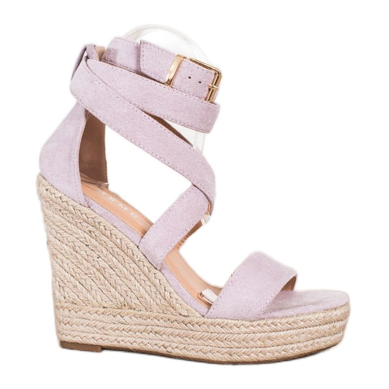 SHELOVET Espadrilles sandaler med spänne violett