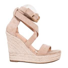 SHELOVET Espadrilles sandaler med spänne beige