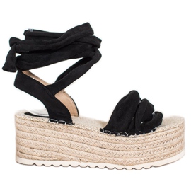SHELOVET Knutna Espadrilles -sandaler svart