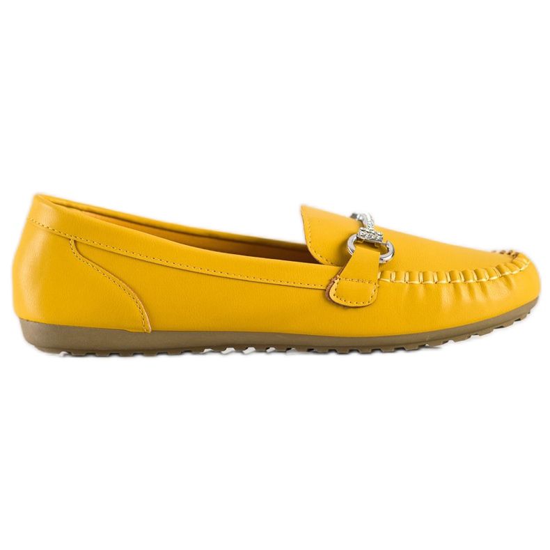 Queentina Eleganta Loafers med Cubic Zirconia gul