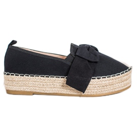 SHELOVET Svart Espadrilles med rosett