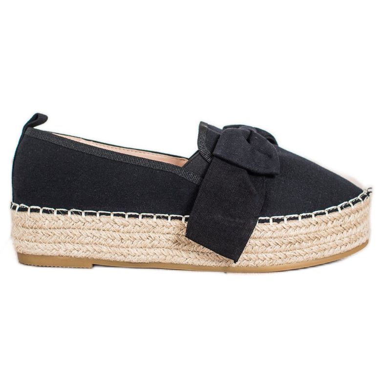 SHELOVET Svart Espadrilles med rosett